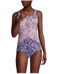 Lands' End - Chlorine Resistant Soft Cup Tugless Sporty One Piece Swimsuit - Lyst