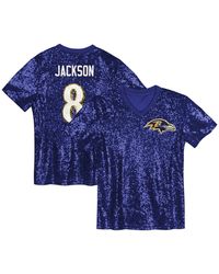 Outerstuff - Lamar Jackson Baltimore Ravens Player Name Number V-neck Fashion Jersey - Lyst