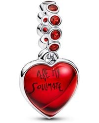 PANDORA - Murano Glass Heart Double Dangle Charm - Lyst