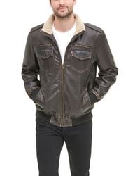 Levi's - Sherpa Lined Faux Leather Aviator Bomber - Lyst