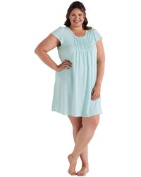 Miss Elaine - Plus Size Short-sleeve Printed Short Gown - Lyst
