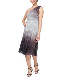 Sl Fashions - Ombre Metallic One-shoulder Midi Dress - Lyst