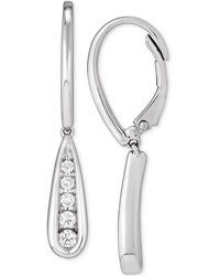 Forever Grown Diamonds Lab-created Diamond Graduated Leverback Drop Earrings (1/3 Ct. T.w.) In Sterling Silver - White