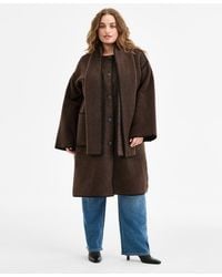 BCBGMAXAZRIA - Plus Size Button-front Edge-stitch Scarf Coat - Lyst