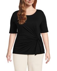 Lands' End - Plus Size Lightweight Jersey Tie Front Top - Lyst