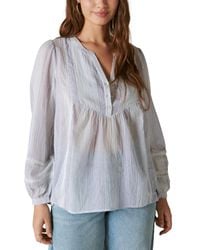 Lucky Brand - Cotton Striped Popover Blouse - Lyst