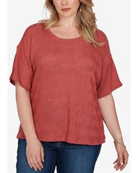 Ruby Rd. - Plus Size Crochet Diamond Textured Knit Top - Lyst