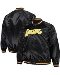 Mitchell & Ness - Los Angeles Lakers Big And Tall Hardwood Classics Wordmark Satin Raglan Full-zip Jacket - Lyst