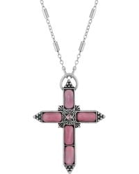 Symbols of Faith - Silver-tone Moonstone Crystal Cross 20" Necklace - Lyst