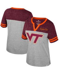 Colosseum Athletics - Virginia Tech Hokies Kate Colorblock Notch Neck T-shirt - Lyst