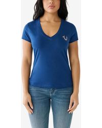 True Religion - Short Sleeve Foil Horseshoe V-neck T-shirt - Lyst