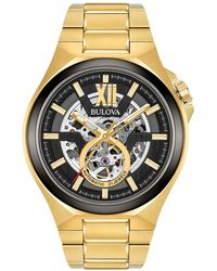 Bulova - Automatic Gold-tone Stainless Steel Bracelet Watch 46mm 98a178 - Lyst