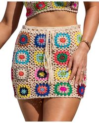 CUPSHE - X Jojo Open Weave Floral Crochet Mini Cover-up Skirt - Lyst