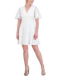 Jessica Howard - Petite Lace Flutter-sleeve Fit & Flare Dress - Lyst