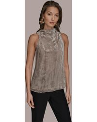 Donna Karan - High Cowl Neck Burnout Top - Lyst
