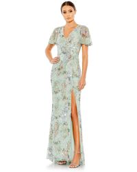 Mac Duggal - Embellished Butterfly Sleeve Faux Wrap Gown - Lyst
