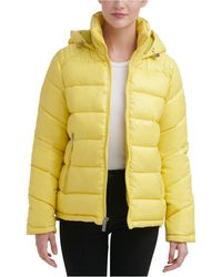 Guess High-shine Hooded Puffer Coat - Yellow