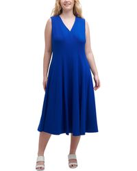 Calvin Klein - Plus Size V-neck Sleeveless Midi Dress - Lyst