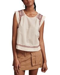 Lucky Brand - Embroidered High-low Cotton Sleeveless Blouse - Lyst