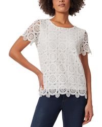 Jones New York - Short-sleeve Relaxed-fit Lace Top - Lyst