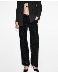 Mango - Sequins Straight-leg Pants - Lyst