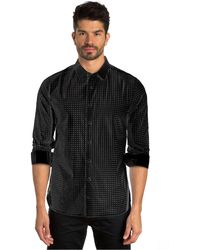 Jared Lang Dot Print Long Sleeve Sport Shirt - Black