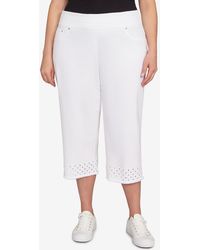 Ruby Rd. - Plus Size Embroidered Hem Soft Stretch Denim Capri Jeans - Lyst