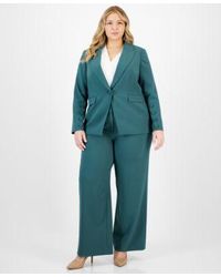Tahari - Plus Size Long Sleeve One Button Blazer Sailor Tie Neck Blouse Mid Rise Wide Leg Pants - Lyst