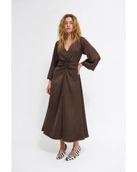 Crās - Wrenlee Satin A-line V-neck Midi Dress - Lyst