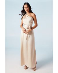 Oasis - One Shoulder Satin Maxi Bridesmaid Dress - Lyst