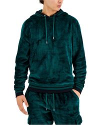 INC International Concepts Men's Regular Fit Pieced Colorblocked Velour Jacket Green Size Medium main image 0