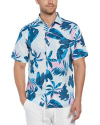 Cubavera - Big & Tall Linen Blend Tropical Print Short Sleeve Shirt - Lyst