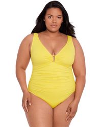 Lauren by Ralph Lauren - Plus Size Ruched One-piece Swimsuit - Lyst