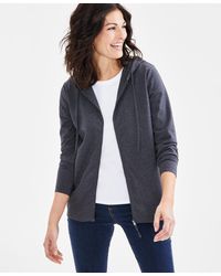 Style & Co. Zip-front Hooded Sweatshirt in Blue | Lyst