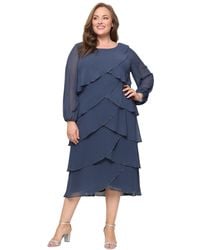 Sl Fashions - Plus Size Tiered Chiffon A-line Dress - Lyst