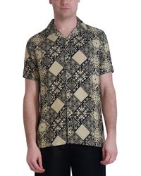 Karl Lagerfeld - Slim-fit Geometric Tile-print Button-down Camp Shirt - Lyst