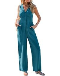 CUPSHE - Out Of Sight Blue Jumpsuit - Lyst