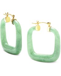 Macy's Dyed Jade (32mm) Square Medium Hoop Earrings In 14k Gold-plated Sterling Silver, 1.25" - Metallic