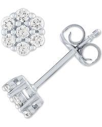 Forever Grown Diamonds Lab Grown Diamond Cluster Stud Earrings (1/4 Ct. T.w.) In Sterling Silver - Metallic