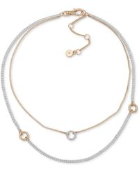 DKNY Two-tone Link Layered Collar Necklace, 16" + 3" Extender - Metallic