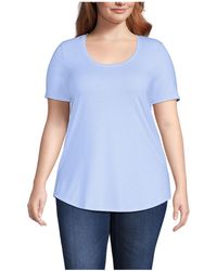Lands' End - Plus Size Short Sleeve Power Performance Scoop Neck Curved Hem Tunic Tee - Lyst