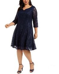 Sl Fashions - Plus Size Sequined Lace Dress - Lyst