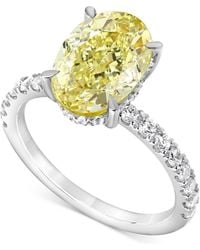 Macy's - Badgley Mischka Igi Certified Lab Grown Yellow Diamond Oval-shaped Engagement Ring (3-1/2 Ct. T.w. - Lyst