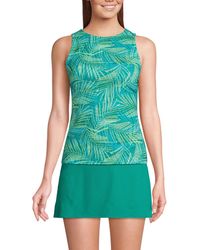 Lands' End - Chlorine Resistant High Neck Upf 50 Modest Tankini Swimsuit Top - Lyst