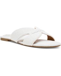 Dolce Vita - Geeya Raffia Criss Cross Strap Flat Slide Sandals - Lyst