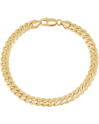 Italian Silver - Solid Cuban Chain Bracelet - Lyst