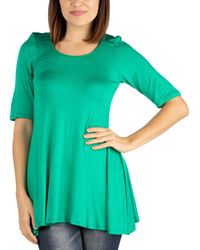 24seven Comfort Apparel - Elbow Sleeve Swing Tunic Top - Lyst