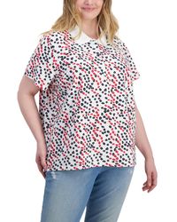 Tommy Hilfiger - Plus Size Ditsy-floral Printed Polo Top - Lyst