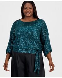 Tahari - Plus Size Sequin Blouson-sleeve Top - Lyst