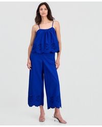 On 34th - Linen-blend Cutwork-hem Pull-on Pants - Lyst